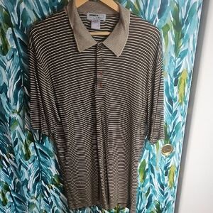 Vintage Mondo Di Marvo Brown Striped Men's Polo Shirt - Size L / 52